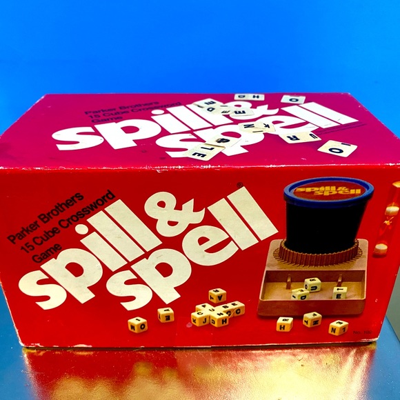 VINTAGE 70’s GAME PARKER BROTHEZrS SPILL & SPELL 15 CUBE CROSSWORD GAME COMPLETE - Picture 7 of 12